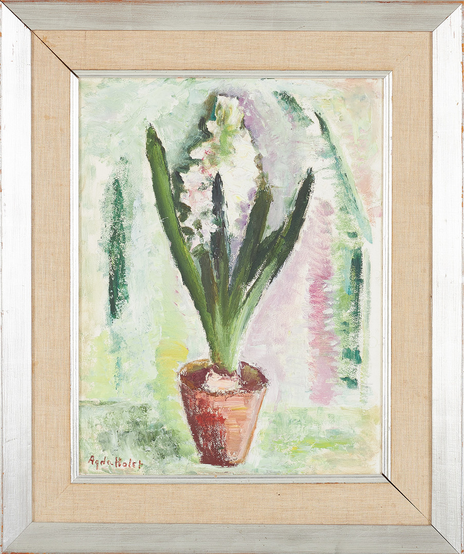 AGDA HOLST. Blomsterstilleben, olja på pannå. signerad.