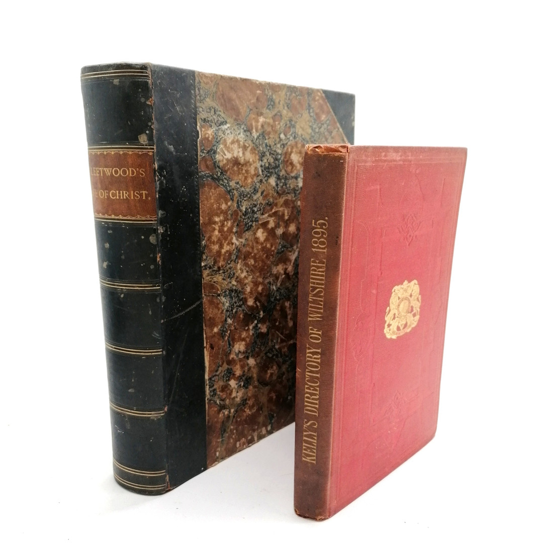 1895 KELLY'S DIRECTORY OF WILTSHIRE T/W ANTIQUE 'THE LIFE OF OUR LORD AND SAVIOUR JESUS CHRIST'.
