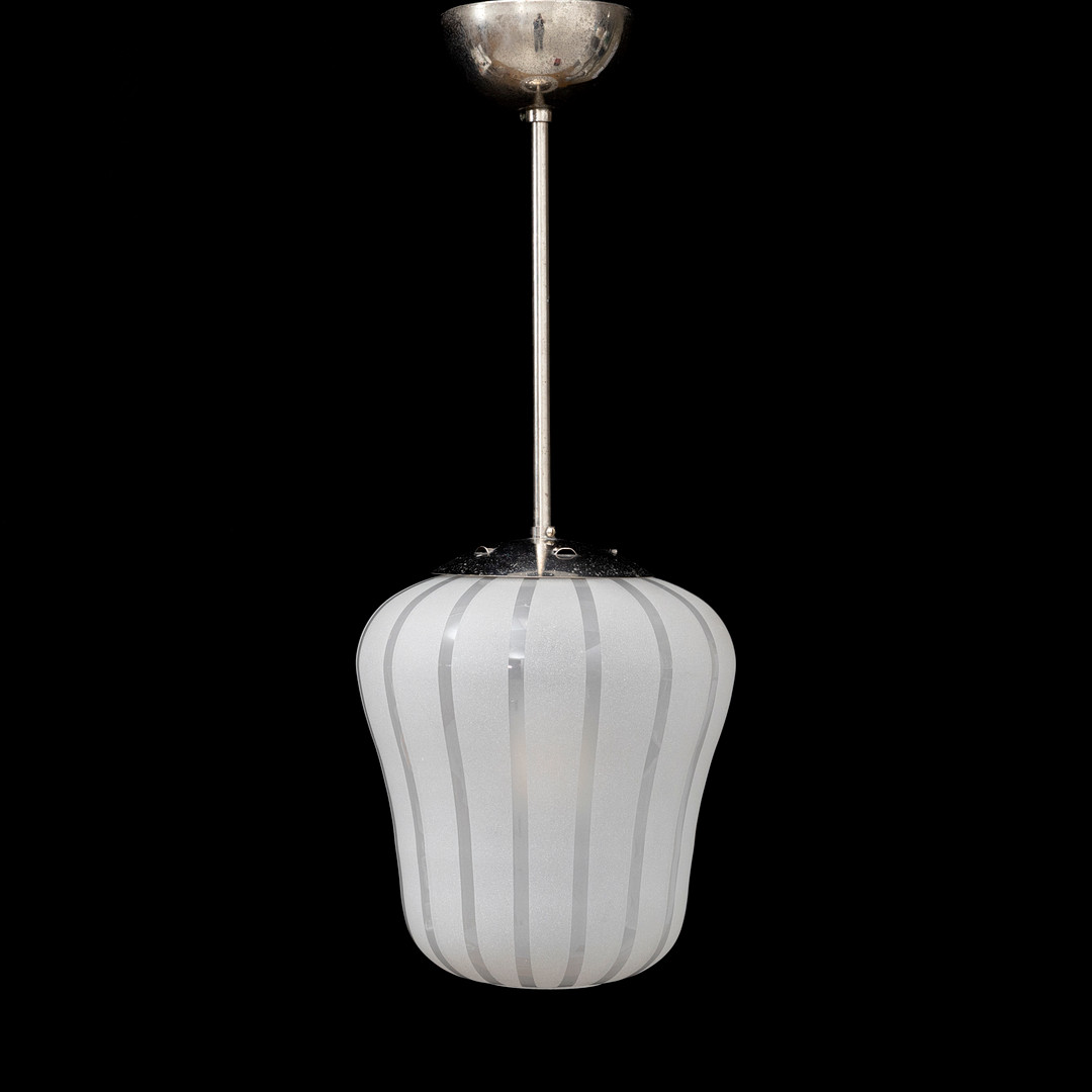 TAKLAMPA, glas, 1940-tal, möjl Harald Notini för Böhlmarks Lampfabrik.