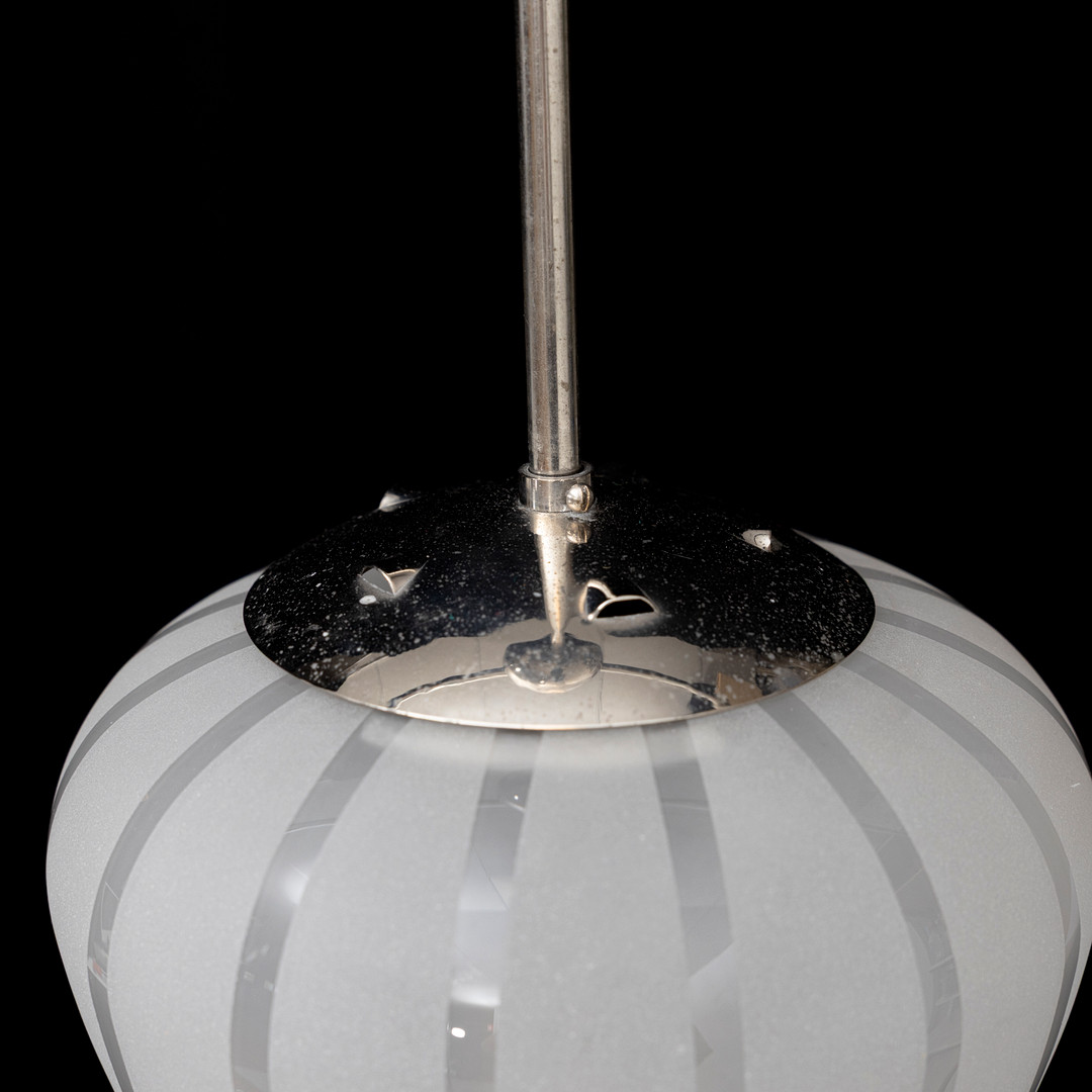 TAKLAMPA, glas, 1940-tal, möjl Harald Notini för Böhlmarks Lampfabrik.