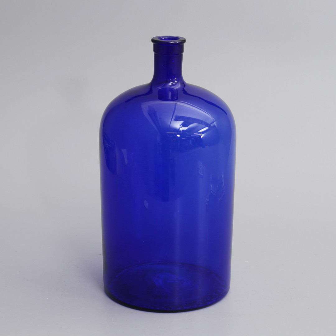 FLASKA, blått glas, 1900/2000-tal.