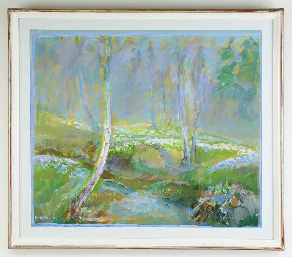 PALLE ÅBERG. Gouache, Vårbäcken, Ransta, Forsa, signerad, daterad 09.