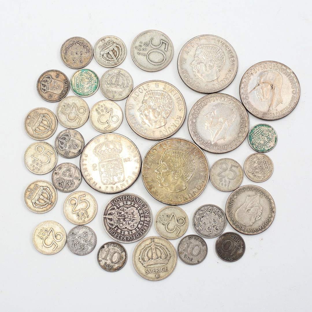 SILVERMYNT, 33 st, finvikt 67 gram, Sverige, 1900-tal.