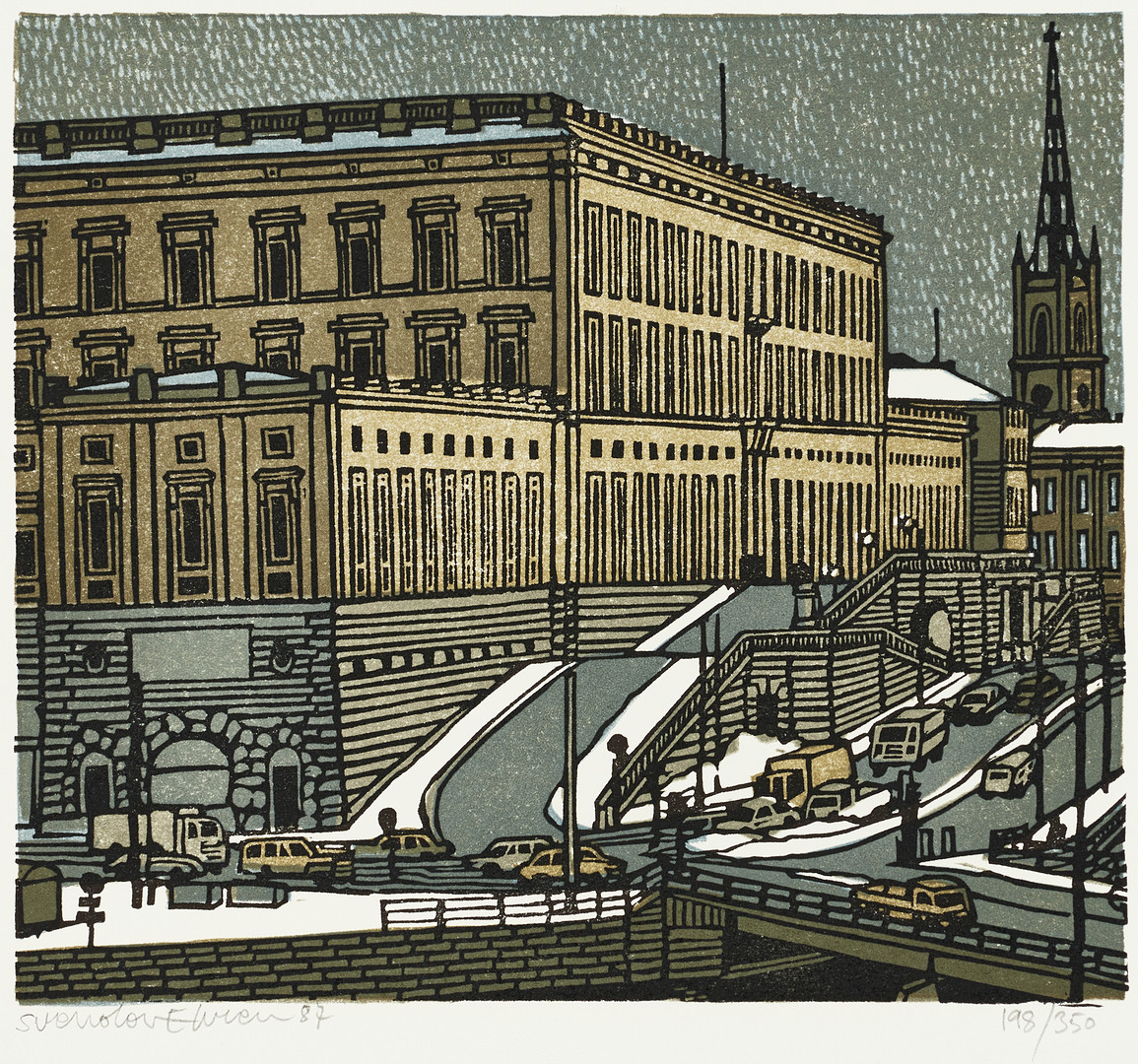 SVENOLOV EHRÉN, Nya Stockholmsbilder, Bok+litografi, signerad, daterad 87, numrerad 198/350.