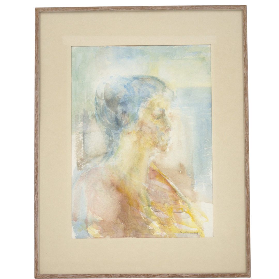 GERTRUD BENSOW LÖÖF. Blandteknik på papper, "Figur II", signerad, -73.