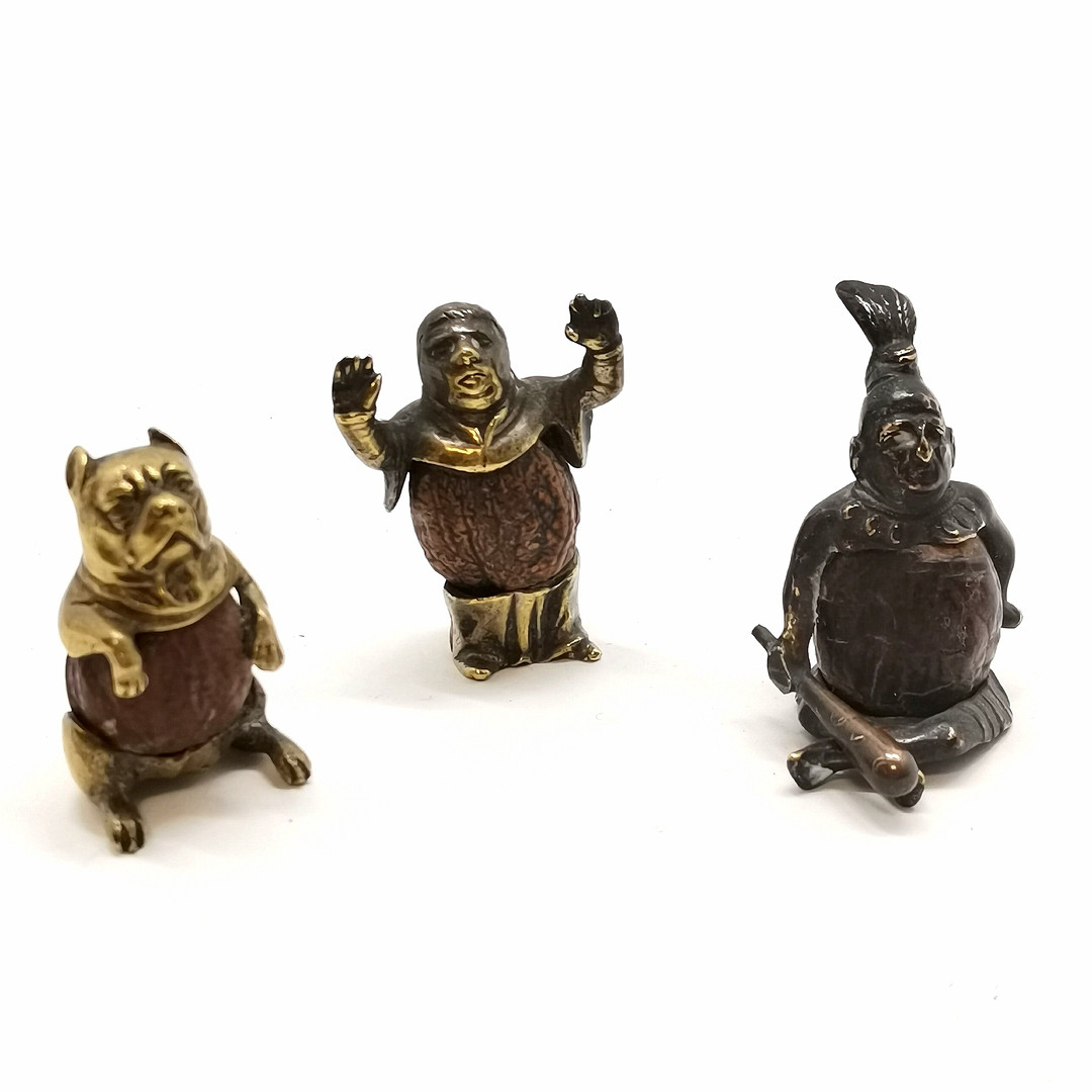 3 X CAST METAL FIGURES (INC SOUTH SEAS) WITH NUT BODIES.