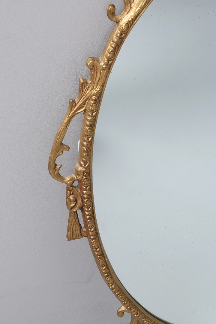3 GILT OVAL MIRRORS.
