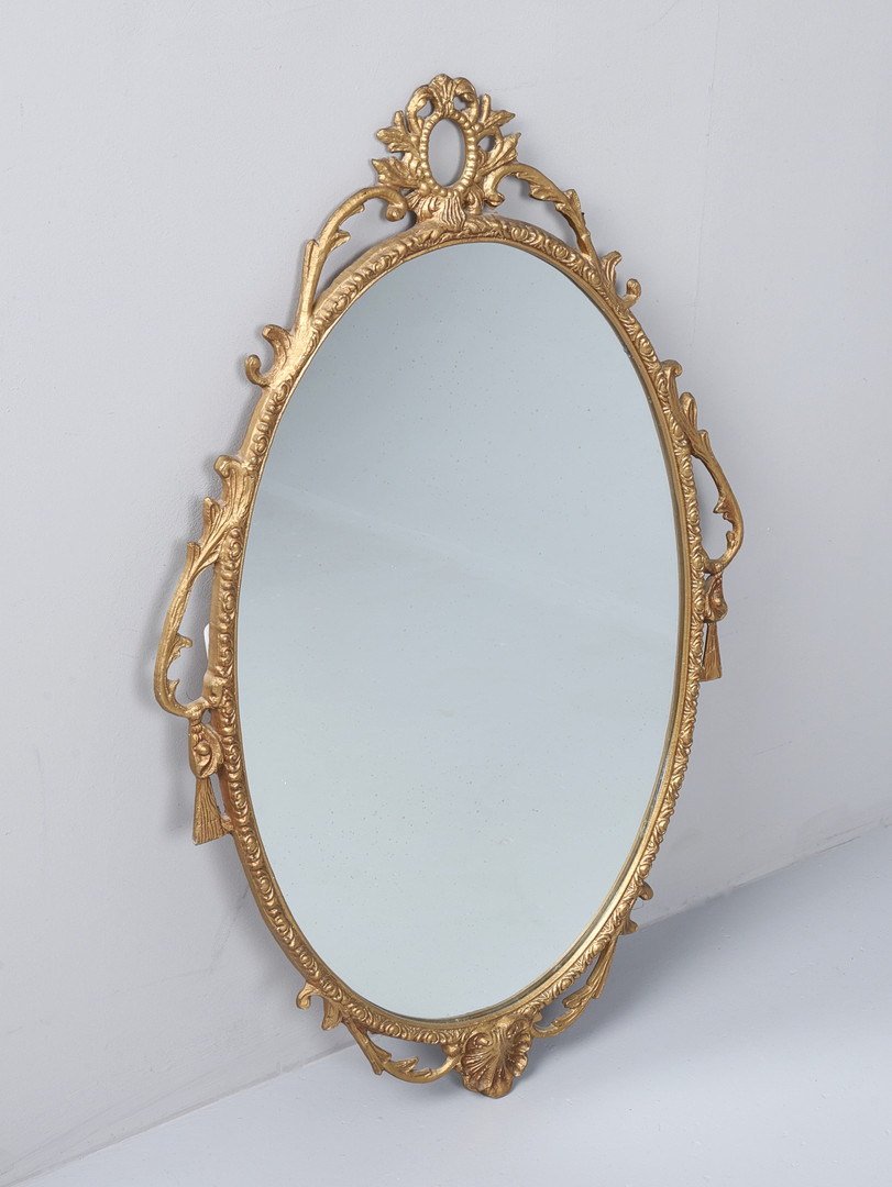 3 GILT OVAL MIRRORS.