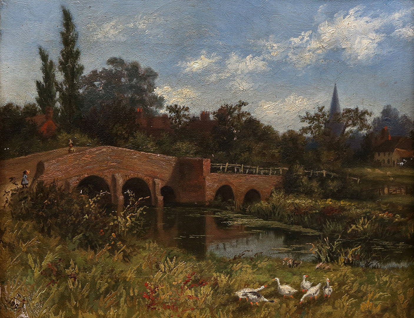 ENGLISH SCHOOL, LATE 19TH CENTURY. Landscape with a bridge.