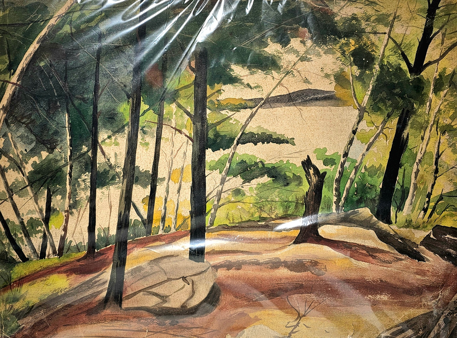 ESCUELA ESPAÑOLA SIGLO XX. Bosque, acuarela sobre papel.