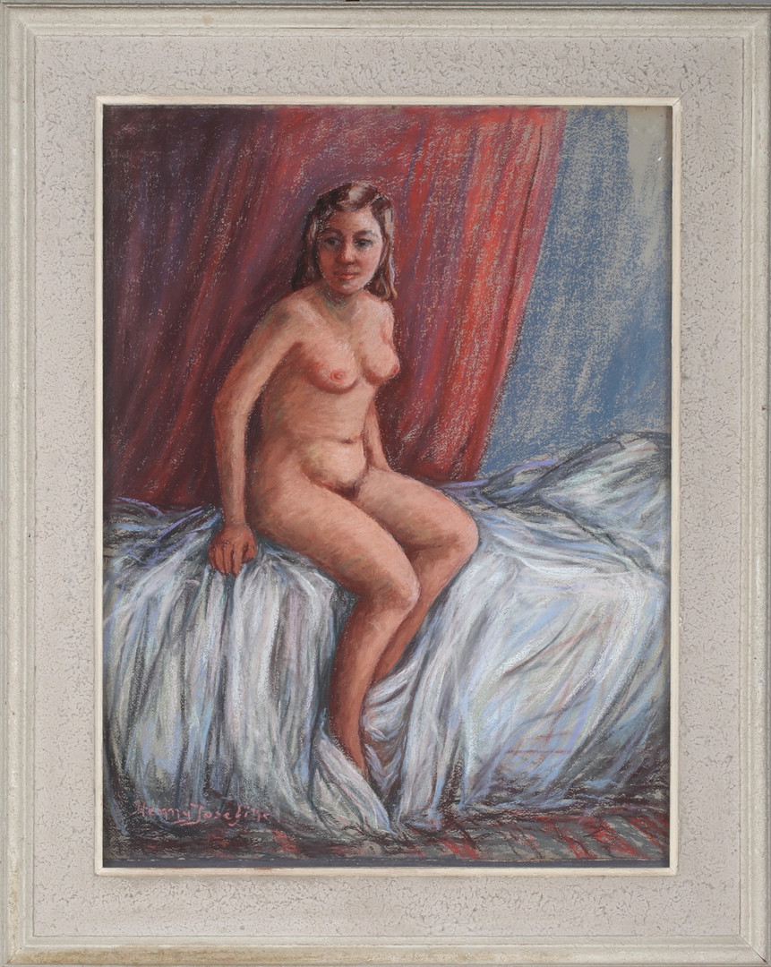 HENNY JOSEFINE. Nakenstudie, pastell på papper, signerad.