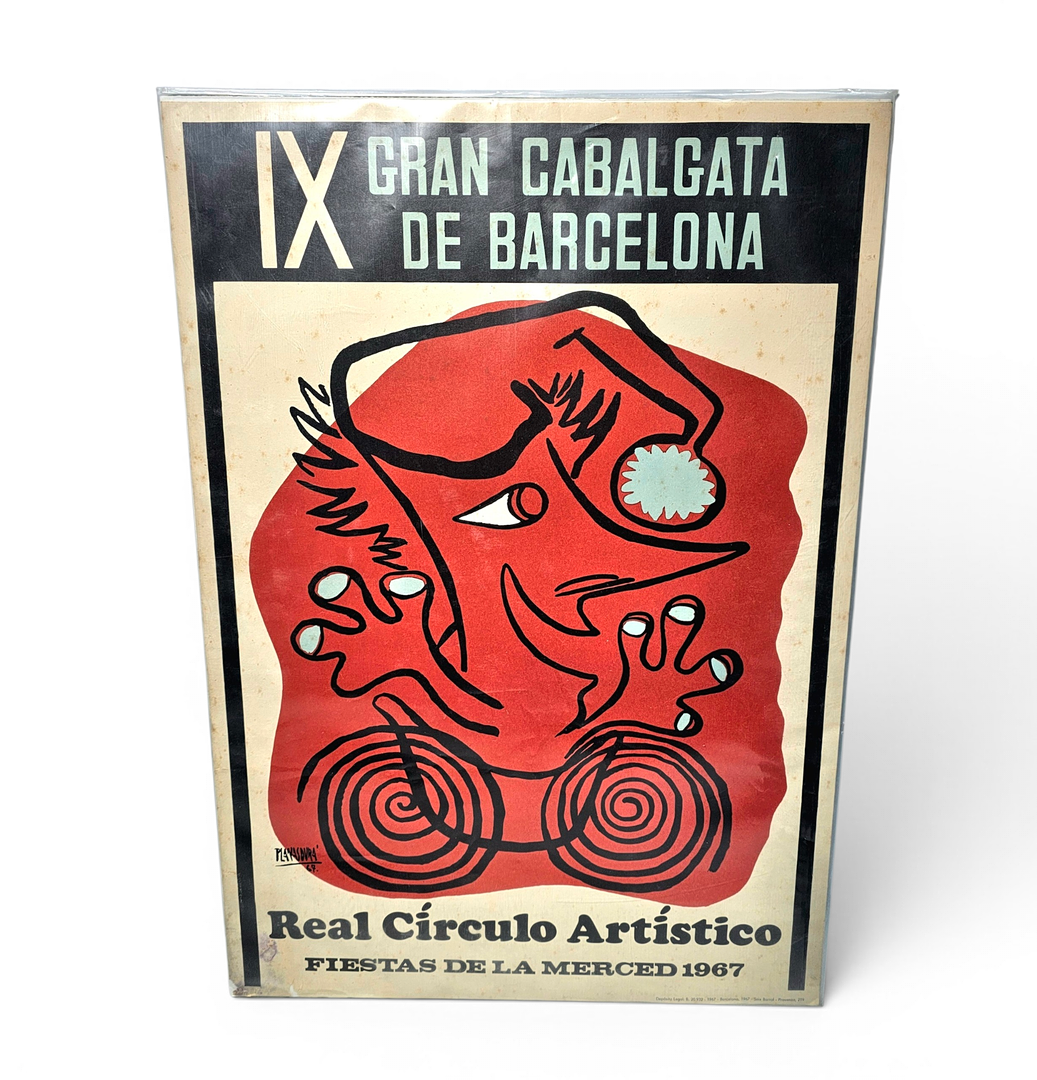 Cartel "IX Gran Cabalgata de Barcelona". Dibujo de Planas Durà.