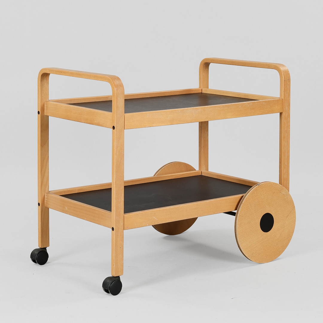 Rullebord - serveringsbord af bøg og laminat. Skandinavien.