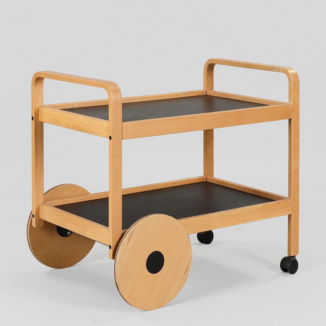 Rullebord - serveringsbord af bøg og laminat. Skandinavien.