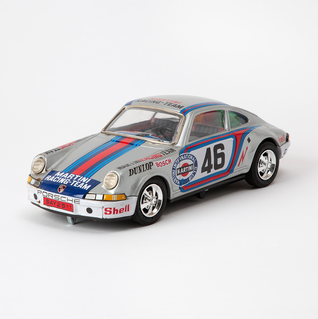 TAIYO. "Martini Racing-Team", Porsche 199 Carerra, litograferad plåt, Japan, 1970-tal.