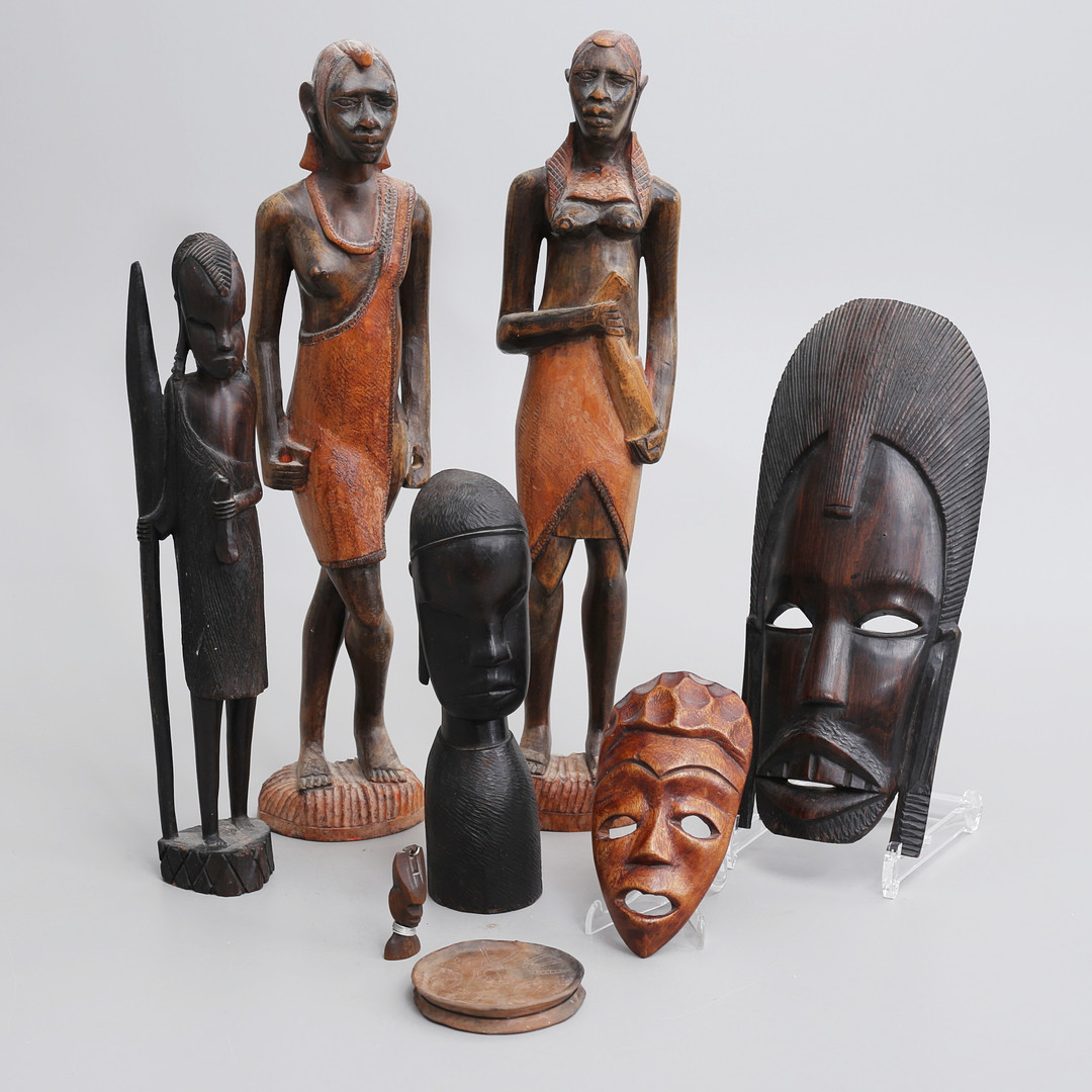 TRÄSKULPTURER, 8 st, Afrika.