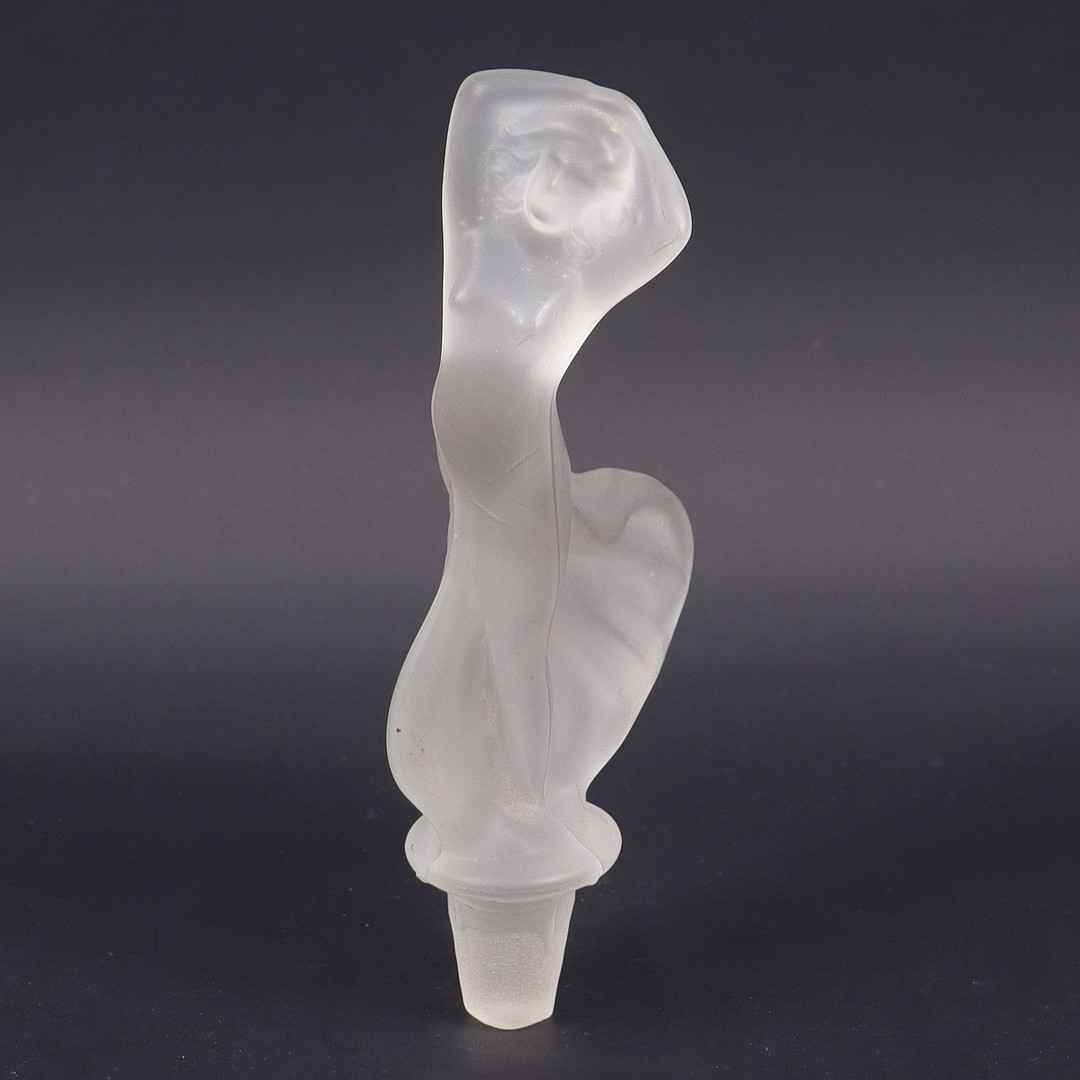 FLASKPROPP, glas, kvinnofigur, art deco, 1900-tal.