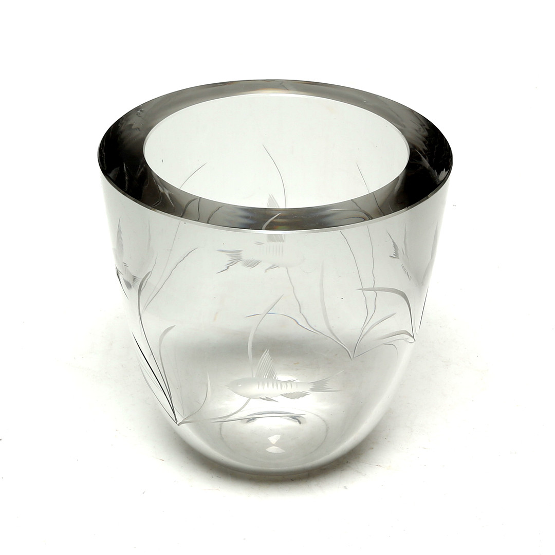 VAS, glas, fiskdekor, 1930/40-tal.