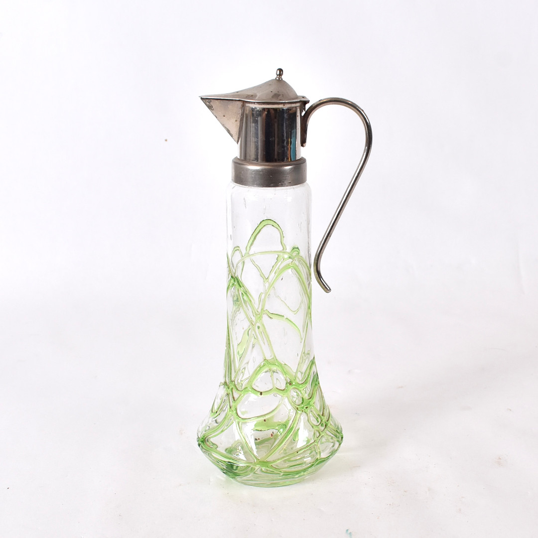 VINÄGERKANNA, glas/nickel, Jugend, 1900-talets första hälft.