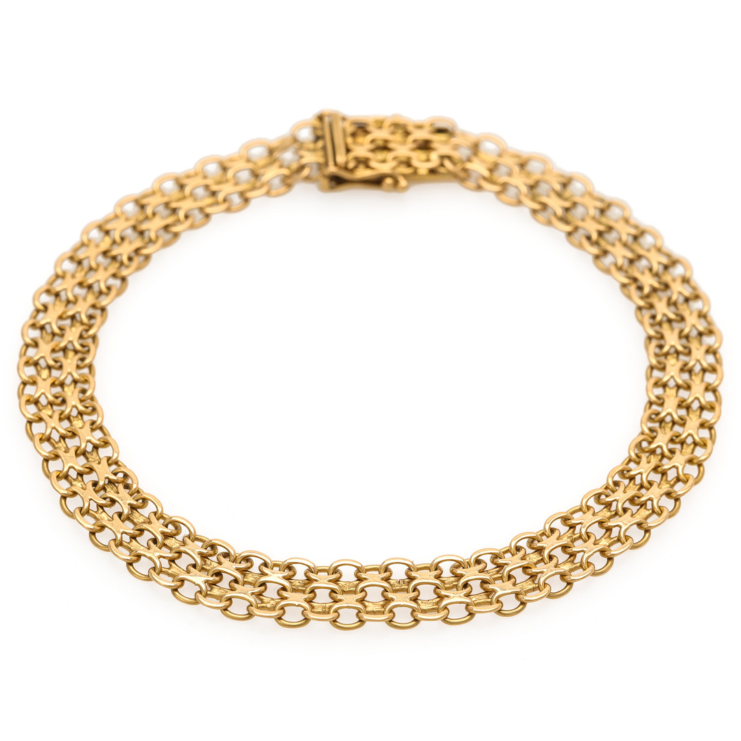 ARMBAND, 18 k guld, x-länk, längd 20,5 cm.
