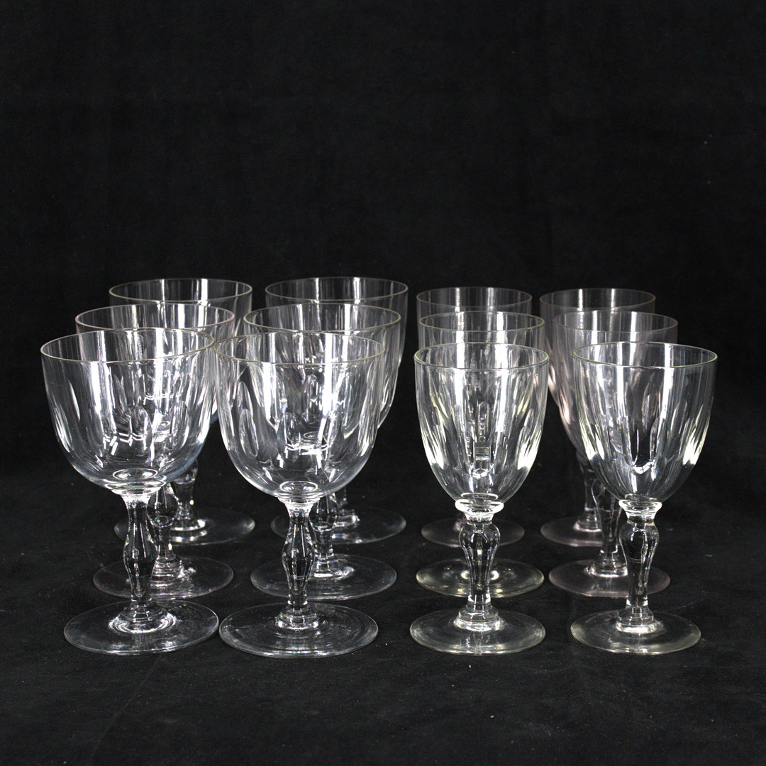 GLASSERVIS, 12 delar, kristall, olivslipad dekor, 1900-tal.