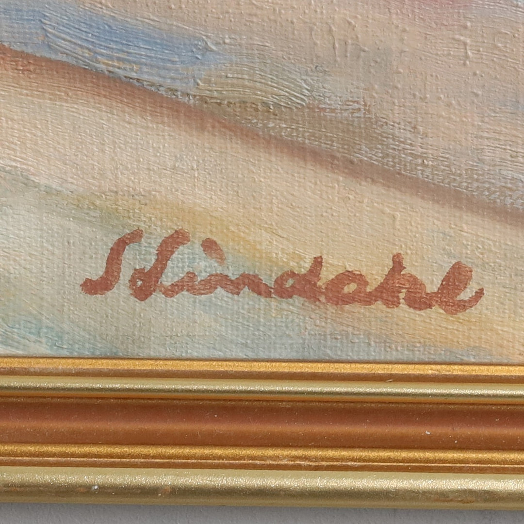 STEN LINDAHL. Olja på duk, "Hamnmotiv" signerad.