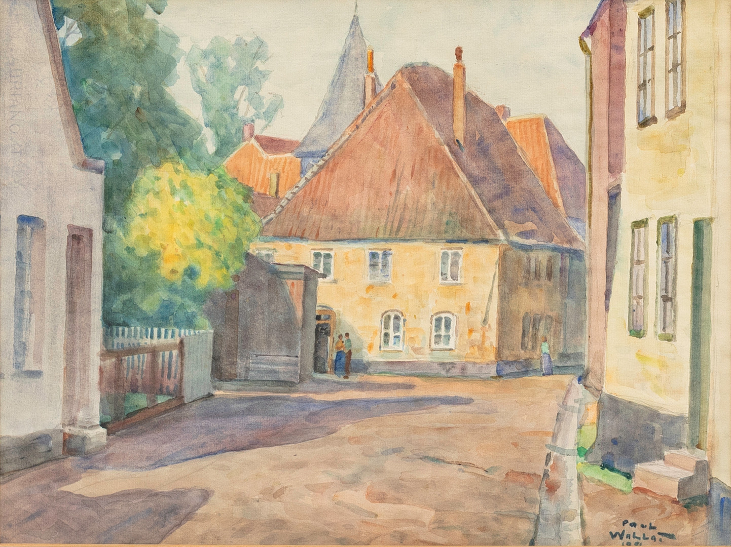 PAUL WALLAT (1879-1966). Stadsmotiv, akvarell på papper, signerad, daterad.