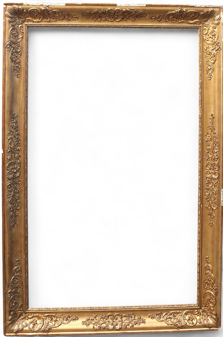 Elizabethan-style large frame in gilt wood and stucco, 19th Century.