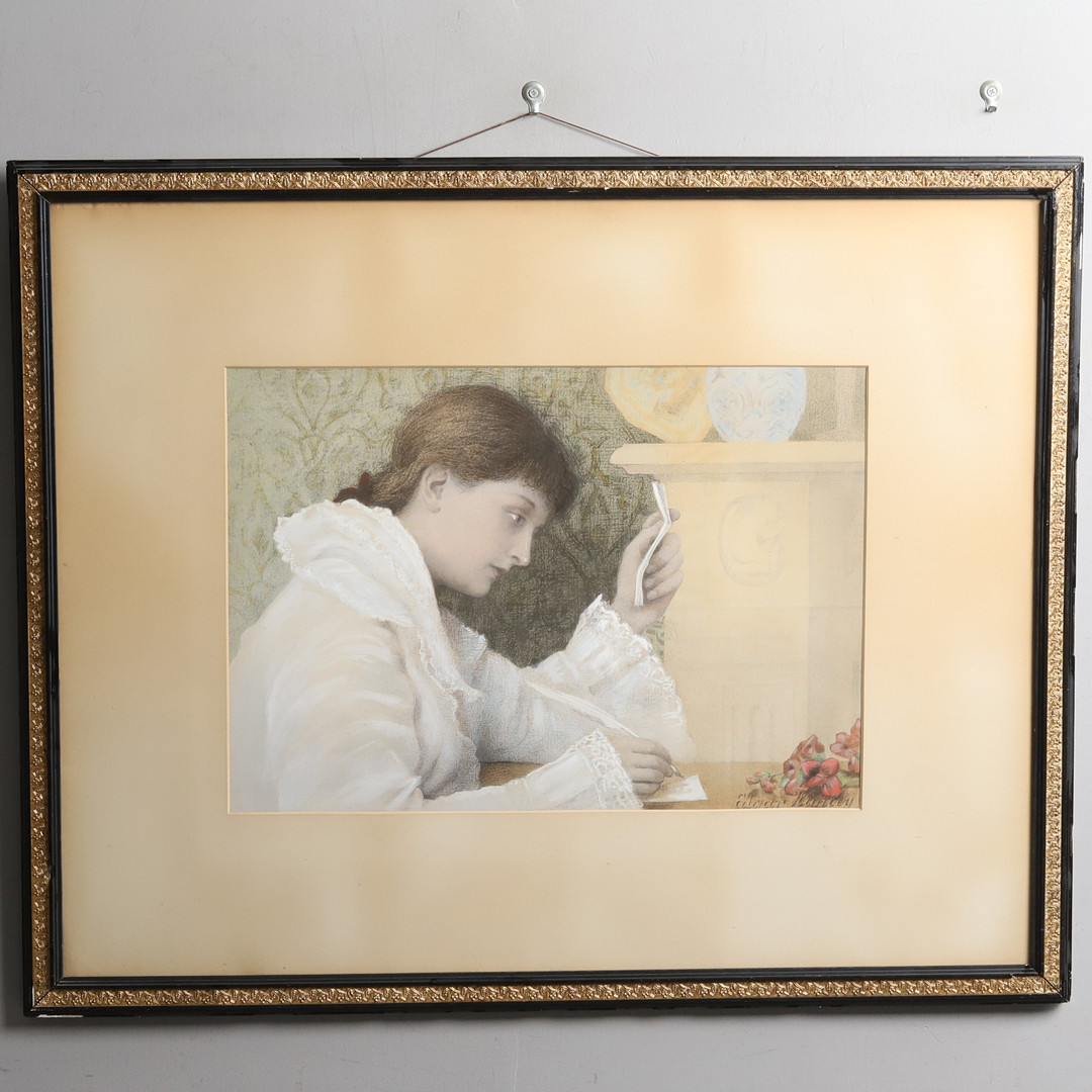 EDGAR HANLEY. Blandteknik, "Billet-doux", signerad, England, 1800-talets andra halva.