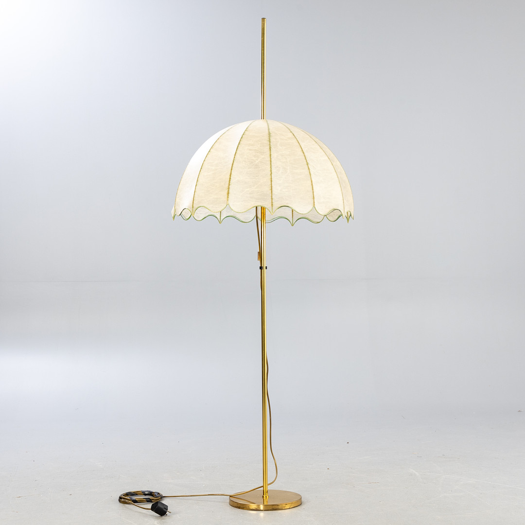 Goldkant, Stehlampe mit Cocoon Lampenschirm aus Fiberglass-Gewebe, 1960er Jahre.