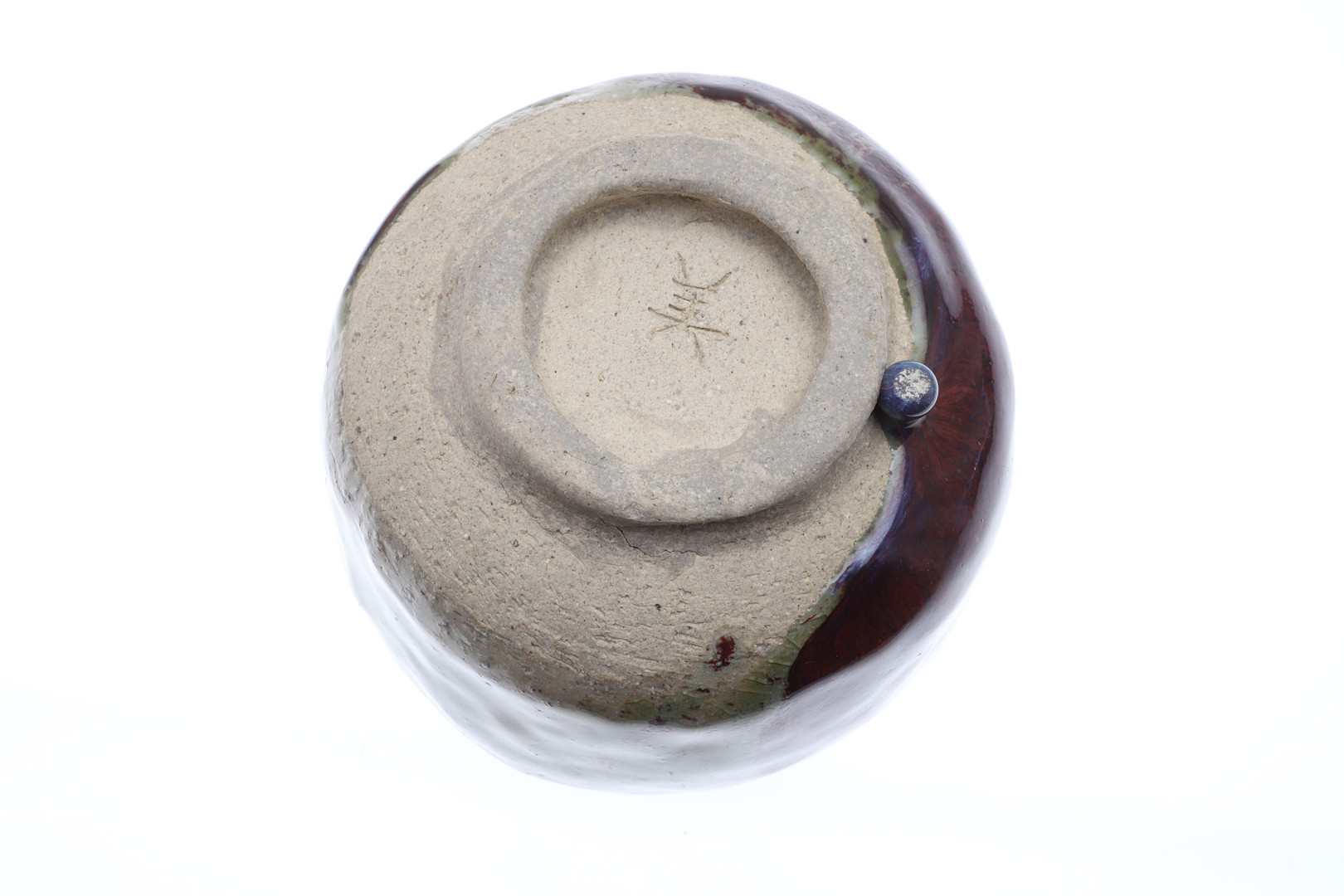 A 20TH CENTURY ORIENTAL BOXED GLAZED POTTERY FOOTED BOWL.