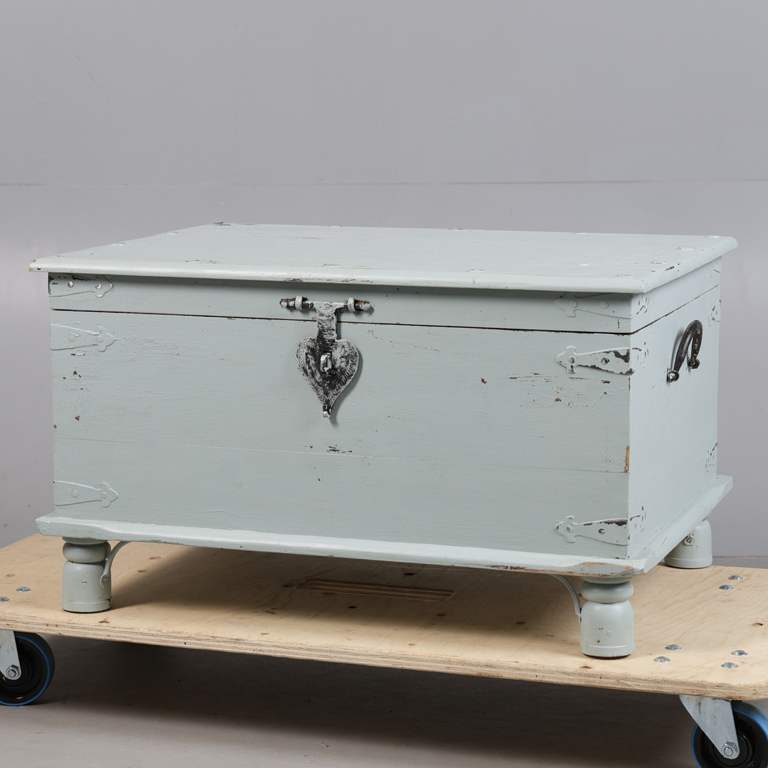 A PAINTED HARDWOOD CHEST.
