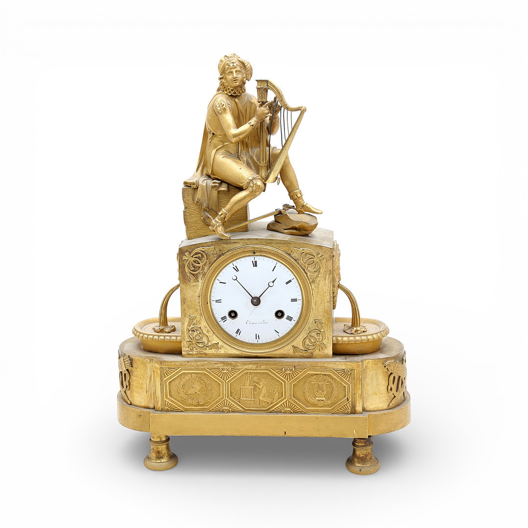 FRENCH Charles X-Louis Philippe mantel clock in gilt bronze, circa 1820.