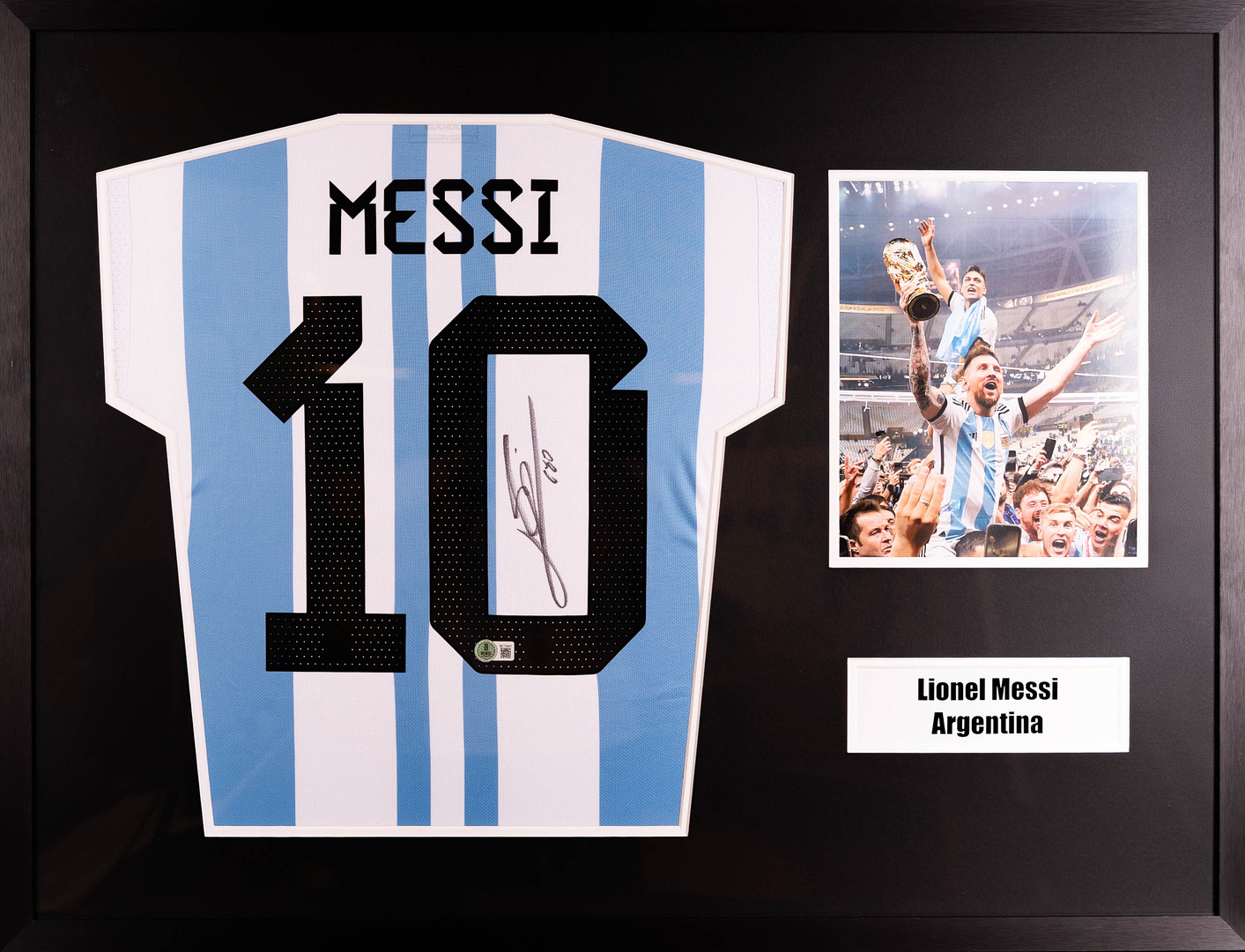 LIONEL MESSI. Fotbollströja, Argentina, Nummer 10, Signerad.