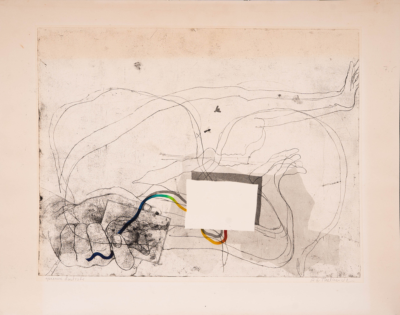 PER GUNNAR THELANDER. Färgetsning, signerad, epreuve d'artiste, löst blad.