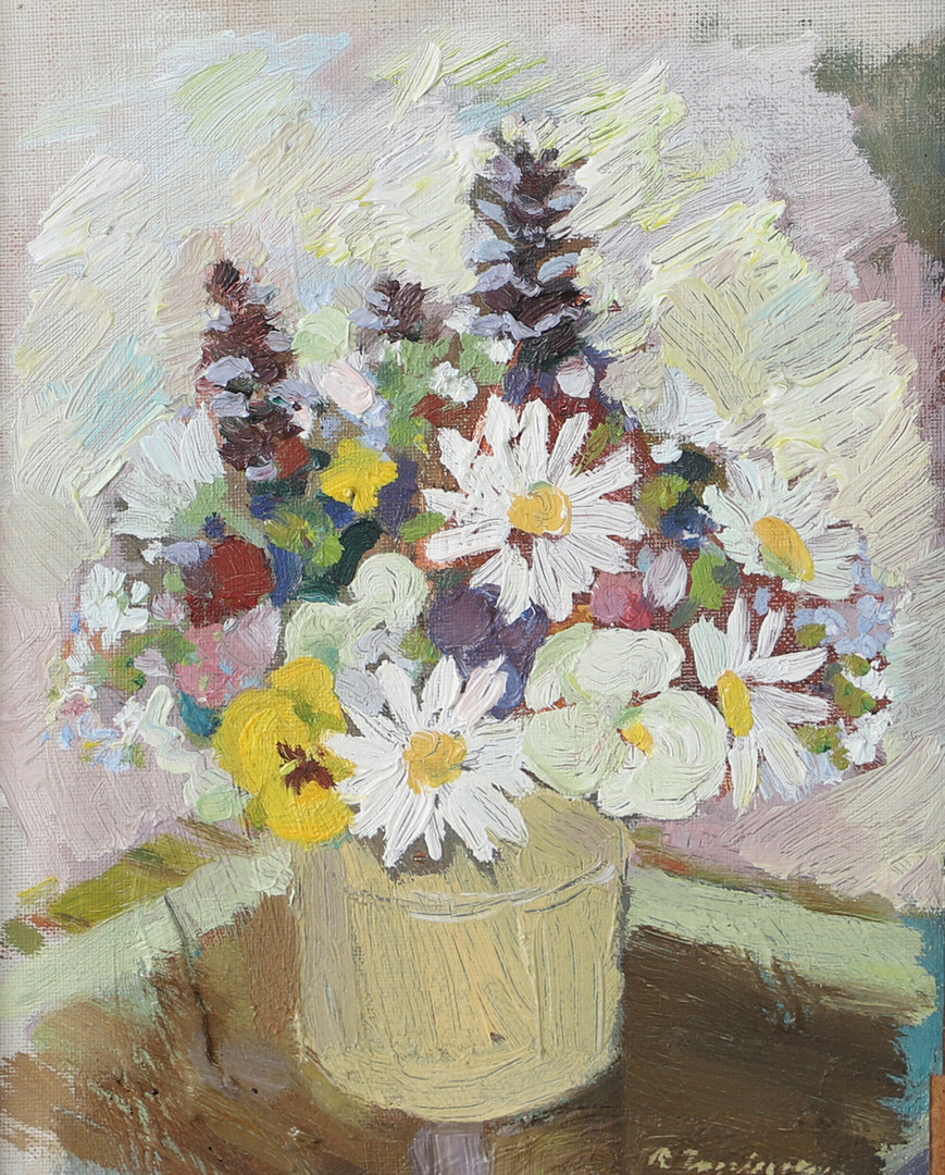RICHARD INGELSSON. Blomsterstilleben, olja på pannå, signerad.