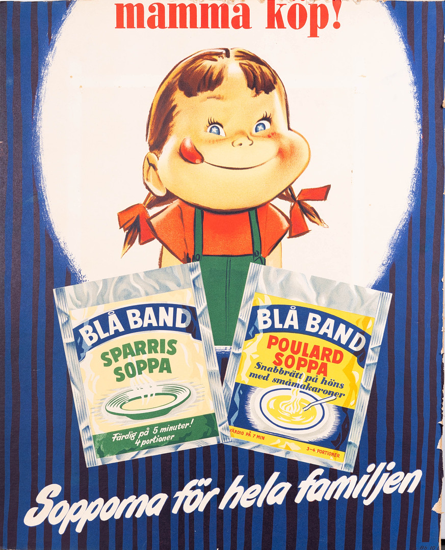 REKLAMAFFISCH, Blå band, 1900-tal.