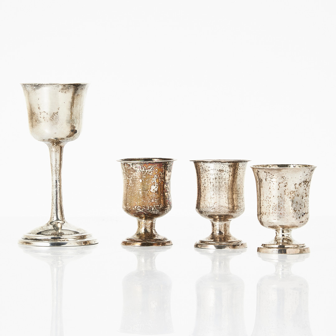 (4) SUPBÄGARE, 1 par, Carl Magnus Rydberg, Söderköping, BÄGARE, Magnus Sandin, Enköping, KALK, silver, 1800-talets första hälft, utan årsindex.