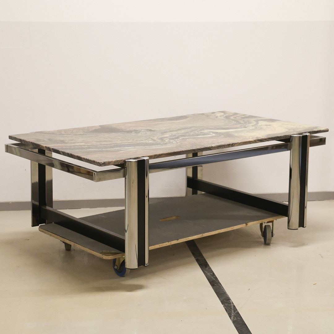 SOFFBORD, krom med marmorskiva, 2000-tal.