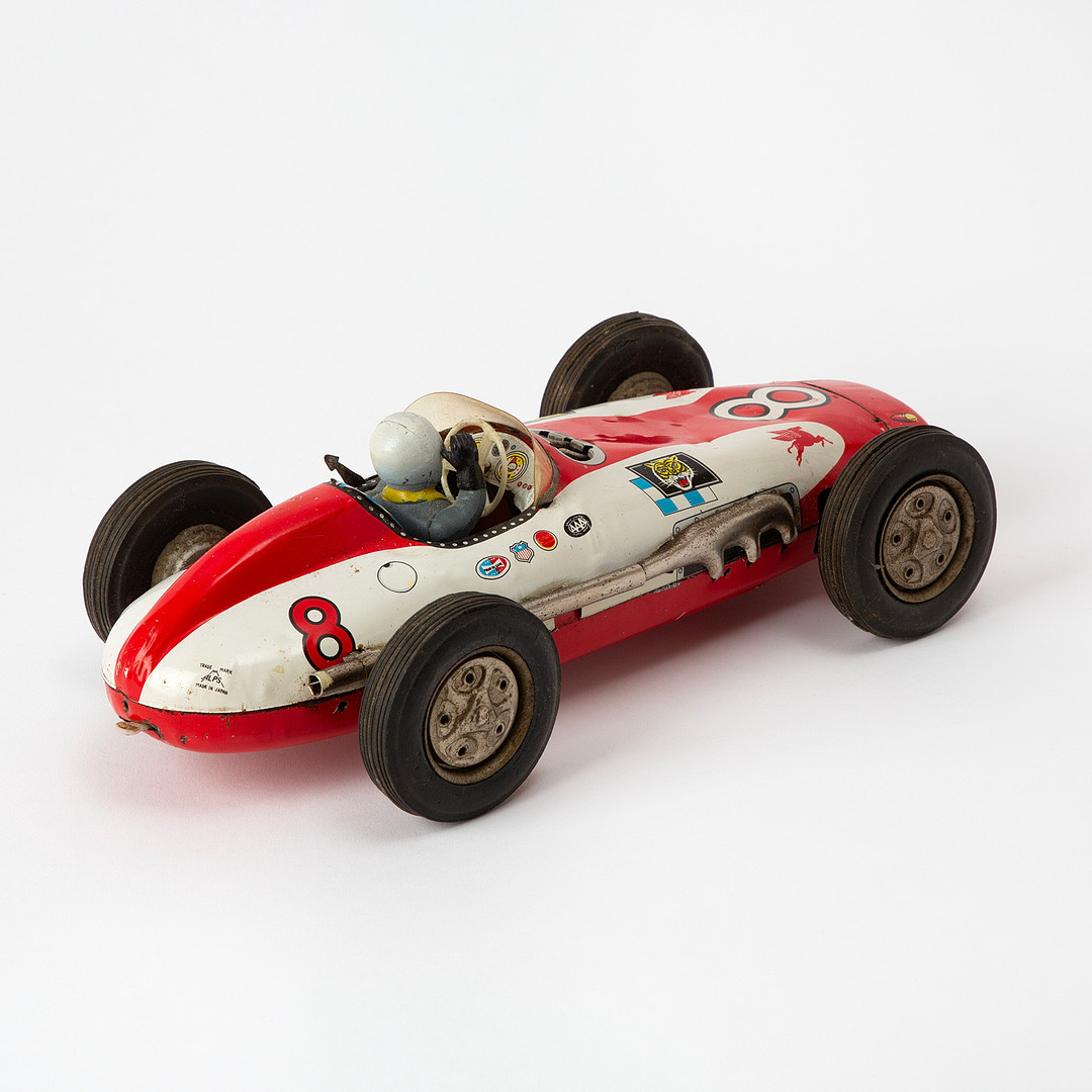 ATC ASAHI. "Indy 500", racerbil, litograferad plåt, Japan, 1900-talets mitt.