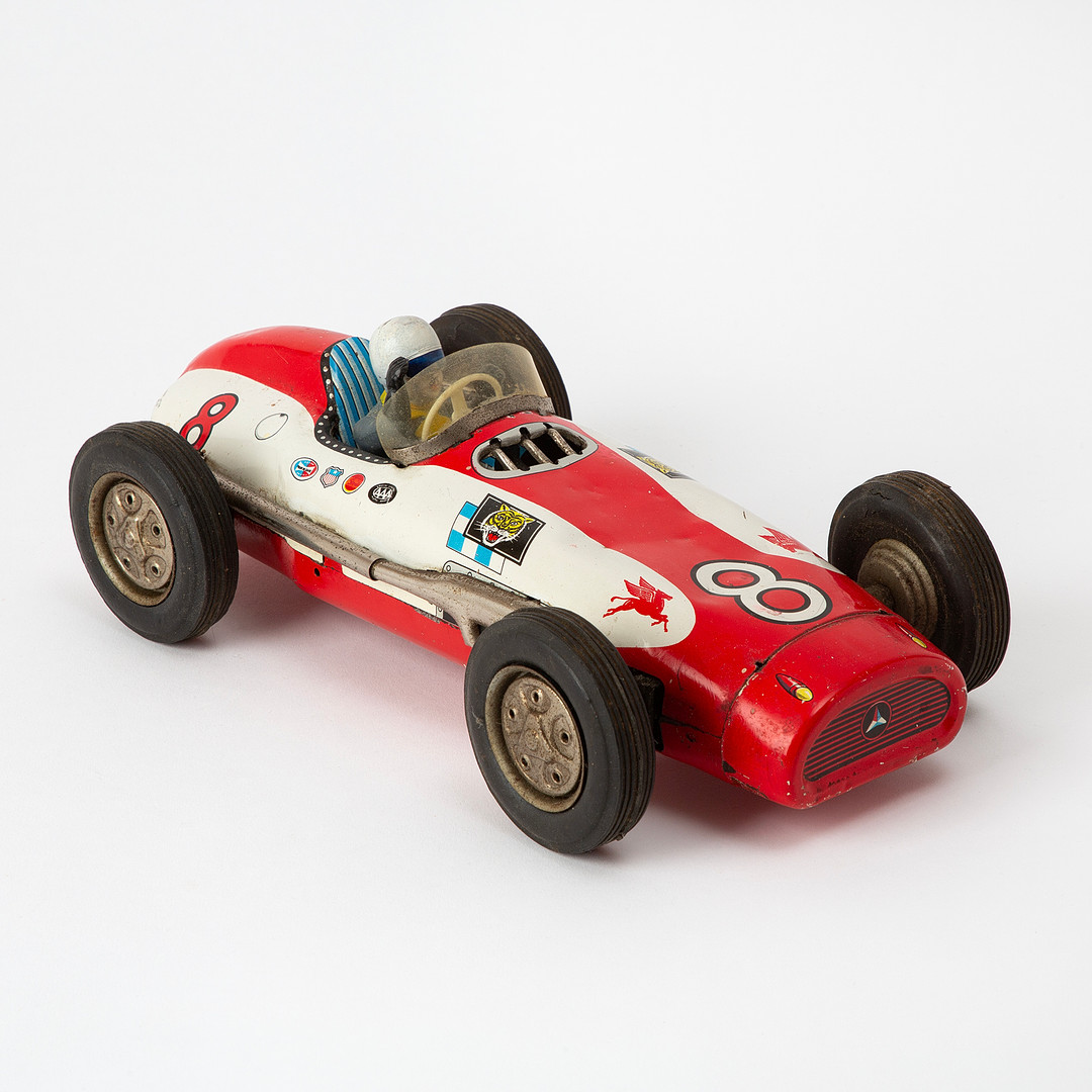 ATC ASAHI. "Indy 500", racerbil, litograferad plåt, Japan, 1900-talets mitt.