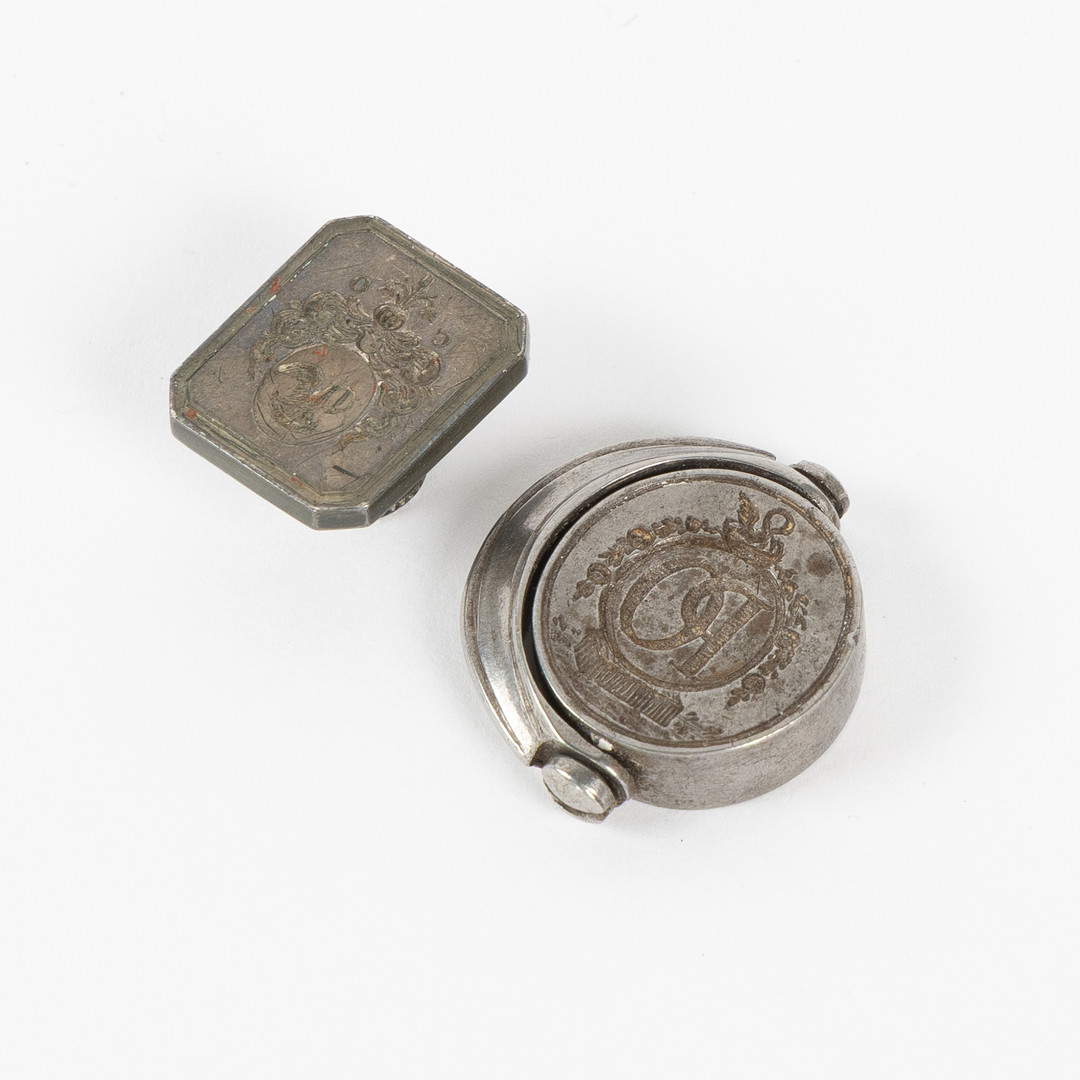 SIGILL vändbart med SIGILLAV, monogram PO för Claus Pedersen Olrog (1700 - 1776), 1700-tal.