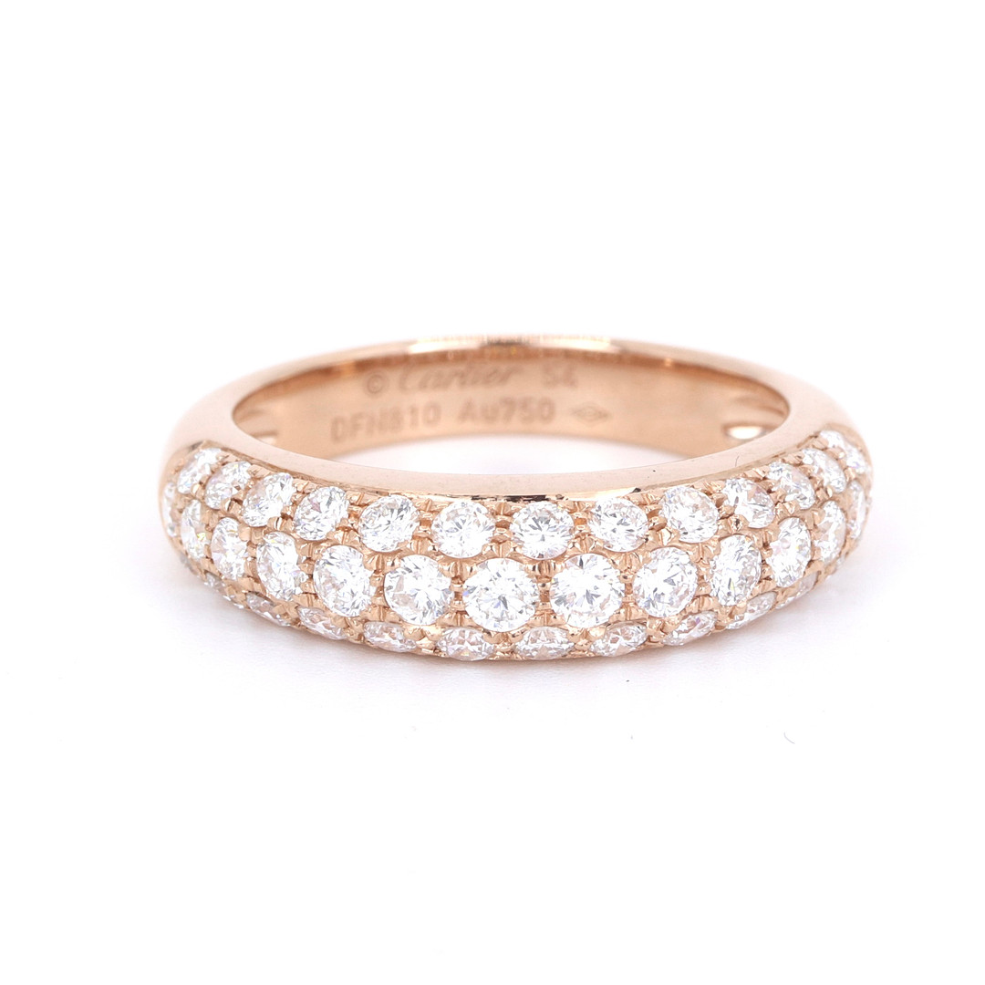 CARTIER 18CT ROSE GOLD DIAMOND SET RING.