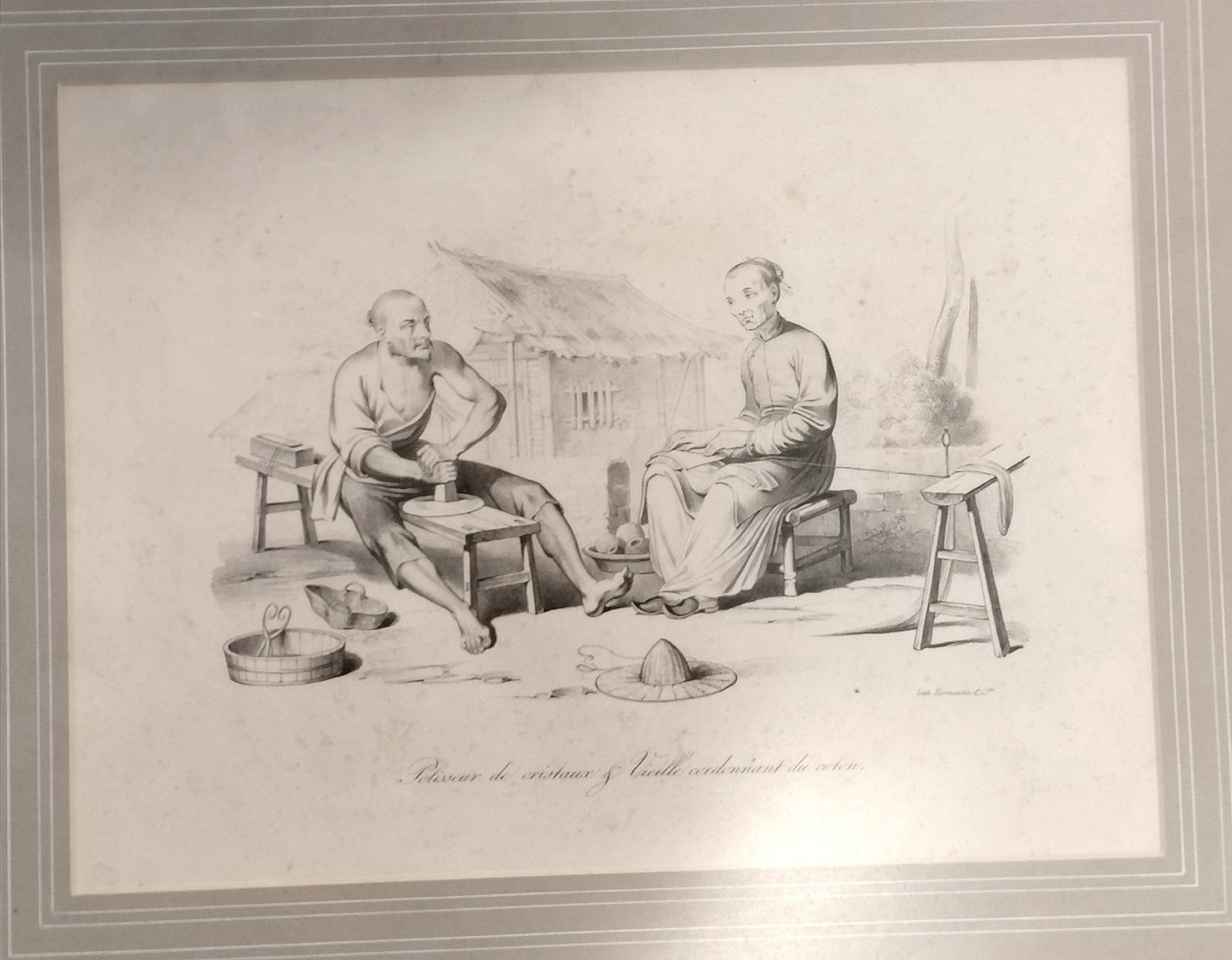 2x c.1820 FRENCH LITHOGRAPHS ORIENTAL TRADES T/W PRINT OF CHINESE ARTISTS.