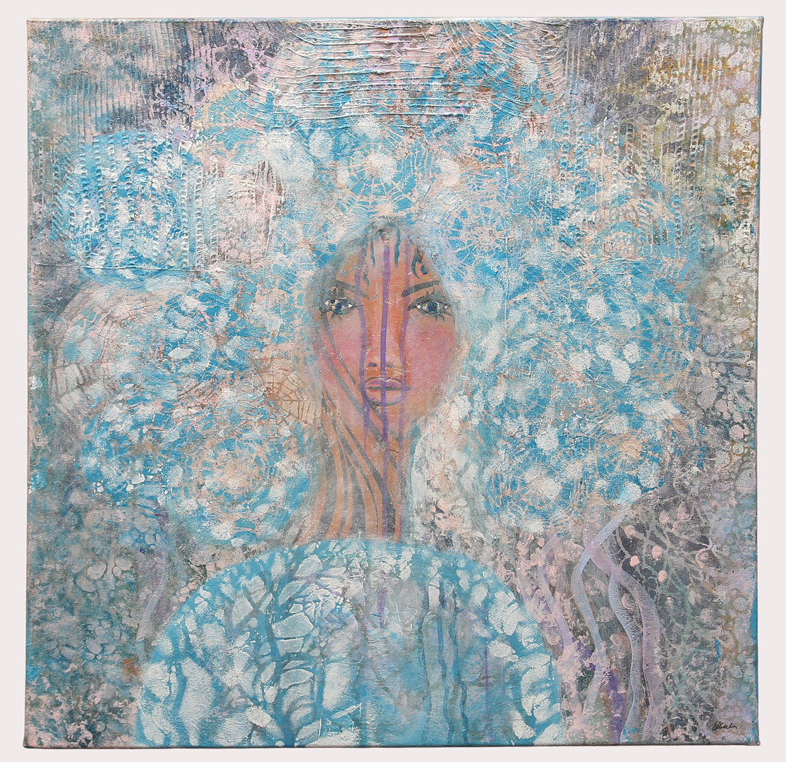 EWA ZAKOWSKI. Akryl på duk, "Beatiful In Blue", signerad.