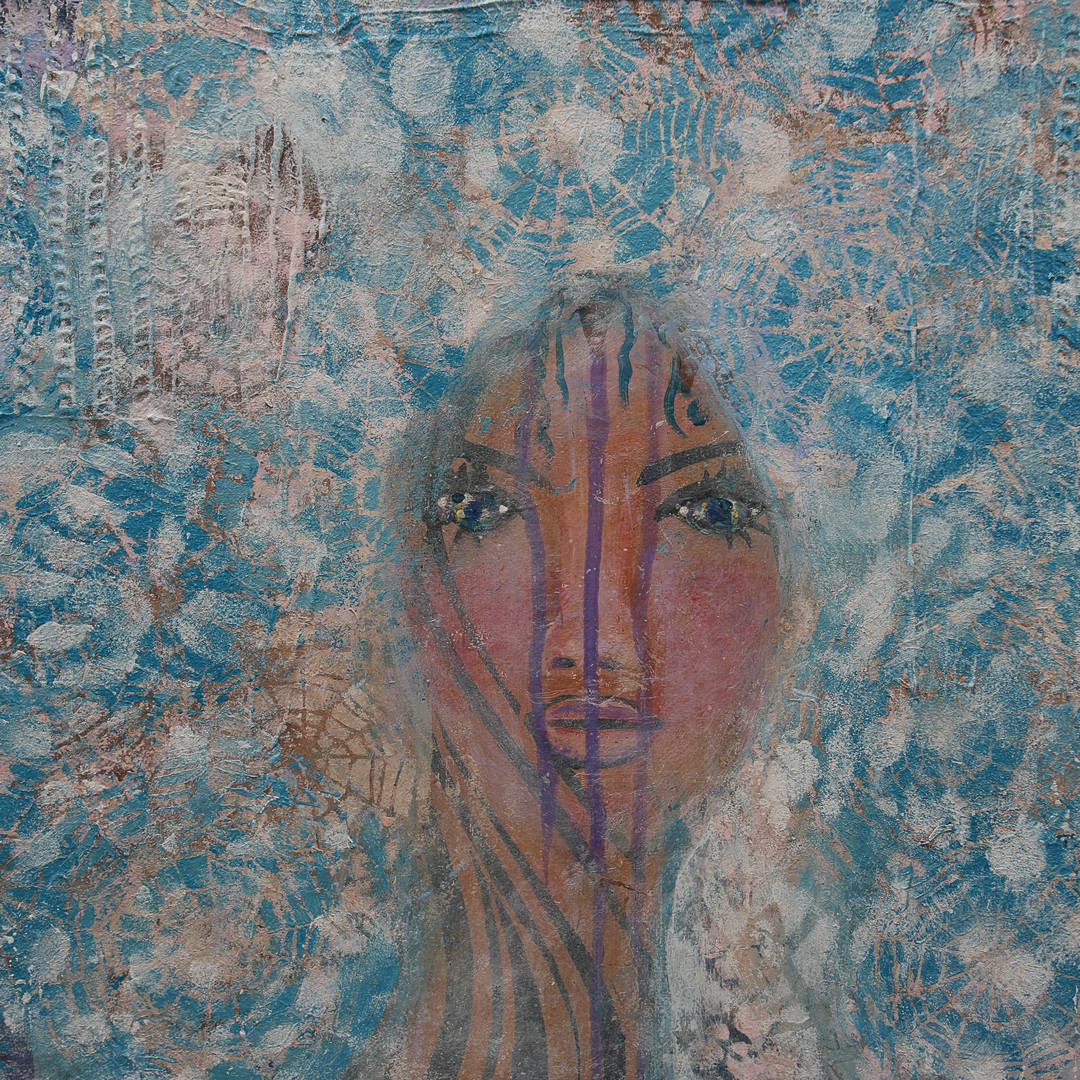 EWA ZAKOWSKI. Akryl på duk, "Beatiful In Blue", signerad.