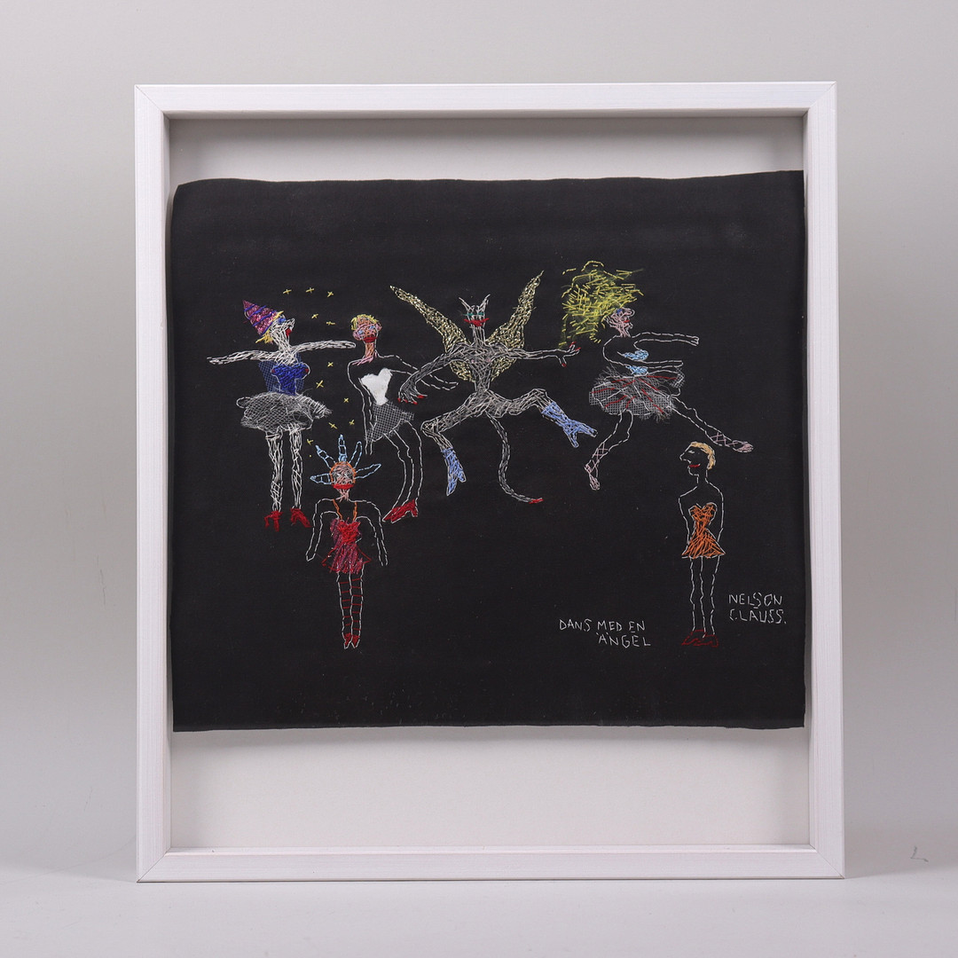 BIRGITTA NELSON CLAUSS. mixed media, "Dans med en ängel".