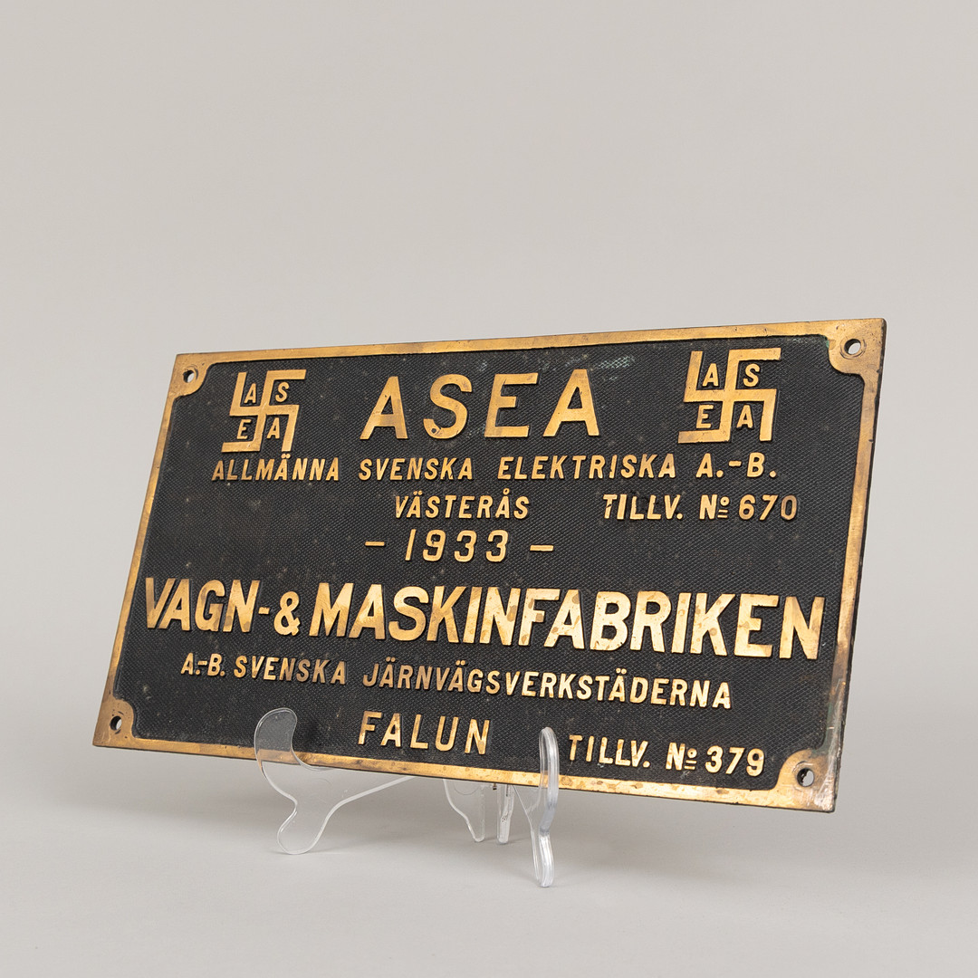 LOKTILLVERKARESKYLT, gjutjärn, ASEA för SJ-lok 1933.