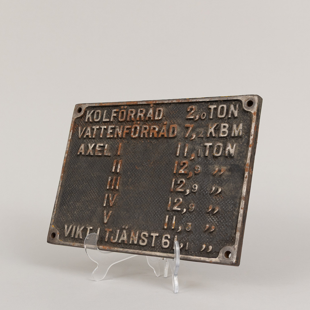 LOKSKYLT, gjutjärn, för SJ-ånglok, 1900-talets första del.