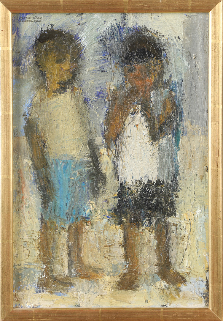MONA RIDDERSTAD CEDERGREN. Barn, olja på pannå, signerad.